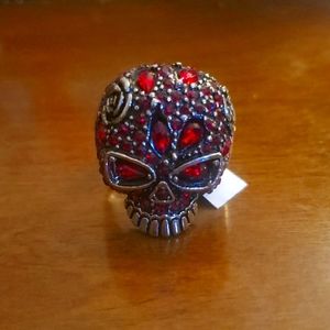 Ruby Crystal Skull Ring